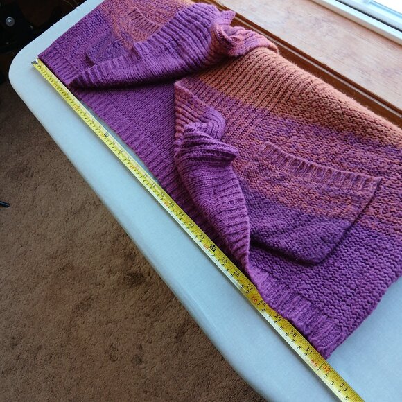 Olivia Sky Horizontal Ombre Colorblock Sweater 3X shawl collar pockets shrug - Picture 10 of 15